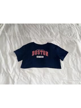 Boston Blue Short Sleeve Crop Tee